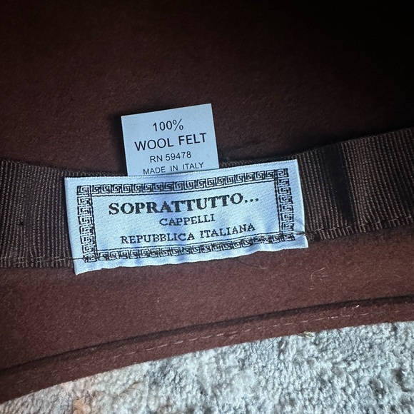 SOPRATTUTTO CAPPELLI  ITALIAN ACCESSORIES PURE WOOL FELT HAT BROWN BLACK RIBBON - Picture 6 of 7